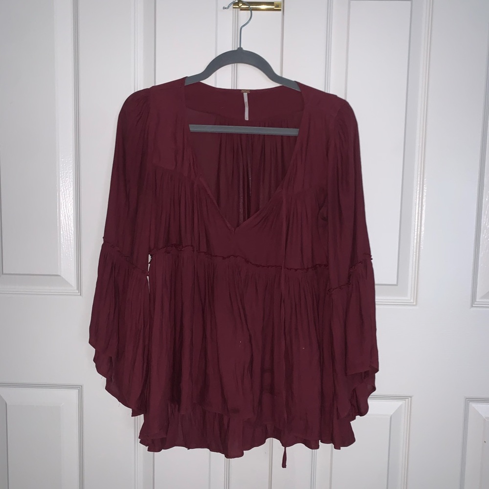 Free people maroon flowy shirt